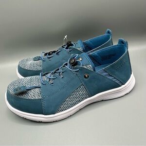 Pandere Sport Comfort Leather Flyknit Lace Walking Sneakers Shoes Sz 12 Blue